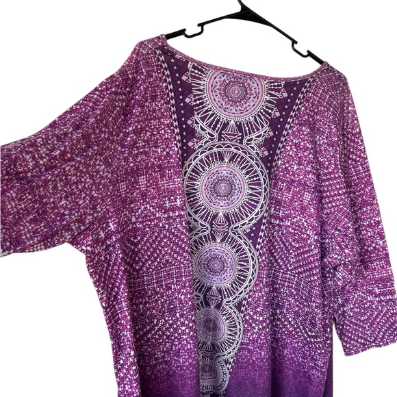 Catherines Plus Size 2X 22/24W Pink/Purple Boho Blouse Shirt Top Business - Picture 3 of 8
